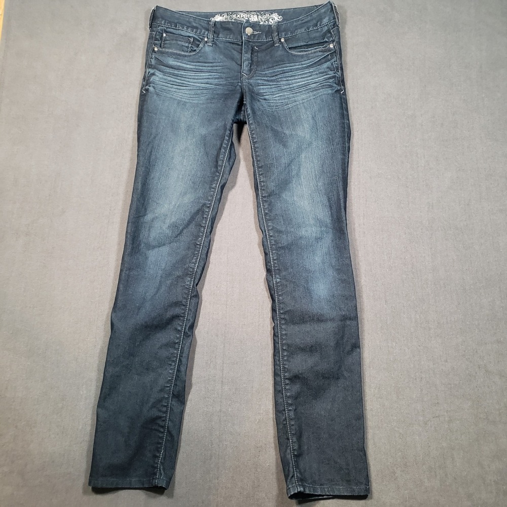 Express Jeans Women‎ 4r Dark Blue Stella Regular Skinny Low Rise Denim